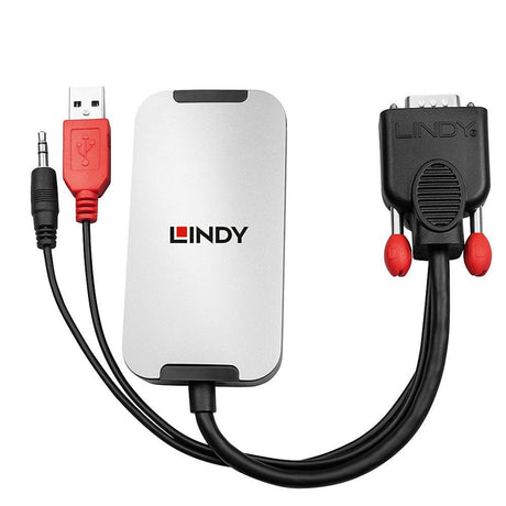 Lindy 38296 0.18m VGA & Audio (M) To DisplayPort (F) 1.2 USB Powered 1920x1080@60Hz Adapter Cable - Black
