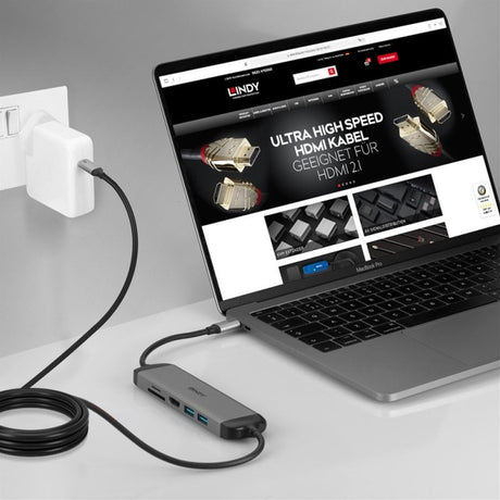 Lindy DST-Micro 140 Laptop Docking Station with USB-C, 1x 4K HDMI and Pass-Through Charging