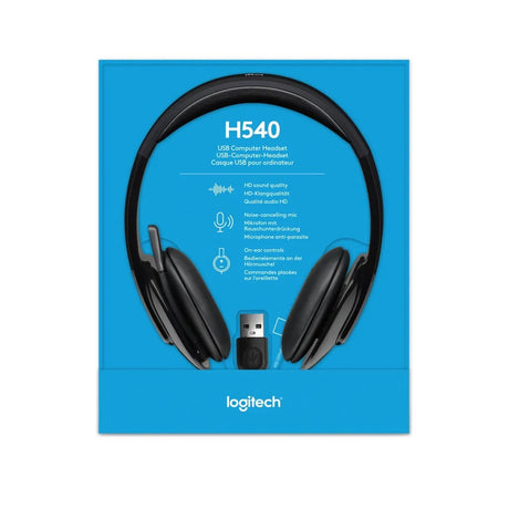Logitech H540 USB Headset with Noise-Cancelling Mic and On Ear Controls
