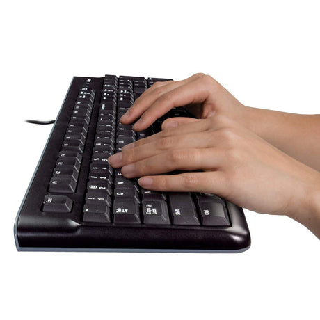 Logitech MK120 Wired Keyboard and Mouse Combo for Windows, Optical Wired Mouse, Full-Size Keyboard, USB Plug-and-Play, Compatible with PC and Laptop, QWERTY UK English Layout, Black