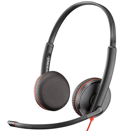 Plantronics Blackwire 3225 Stereo USB-C Headset with 3.5mm Jack & USB-C/A Adapter (Bulk Pack- Non-Retail)