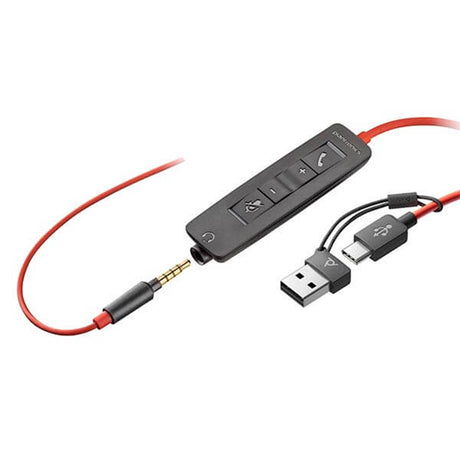 Plantronics Blackwire 3225 Stereo USB-C Headset with 3.5mm Jack & USB-C/A Adapter (Bulk Pack- Non-Retail)