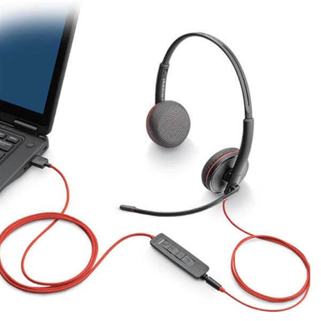 Plantronics Blackwire 3225 Stereo USB-C Headset with 3.5mm Jack & USB-C/A Adapter (Bulk Pack- Non-Retail)