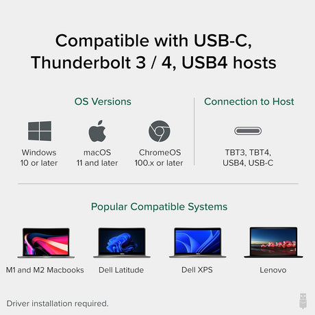 Plugable UD-3900C4 Quad Monitor 96W USB-C PD DisplayLink Certified Docking Station