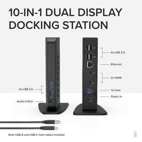 Plugable UD-3900Z USB-A/USB-C Dual Monitor Universal DisplayLink Certified Docking Station