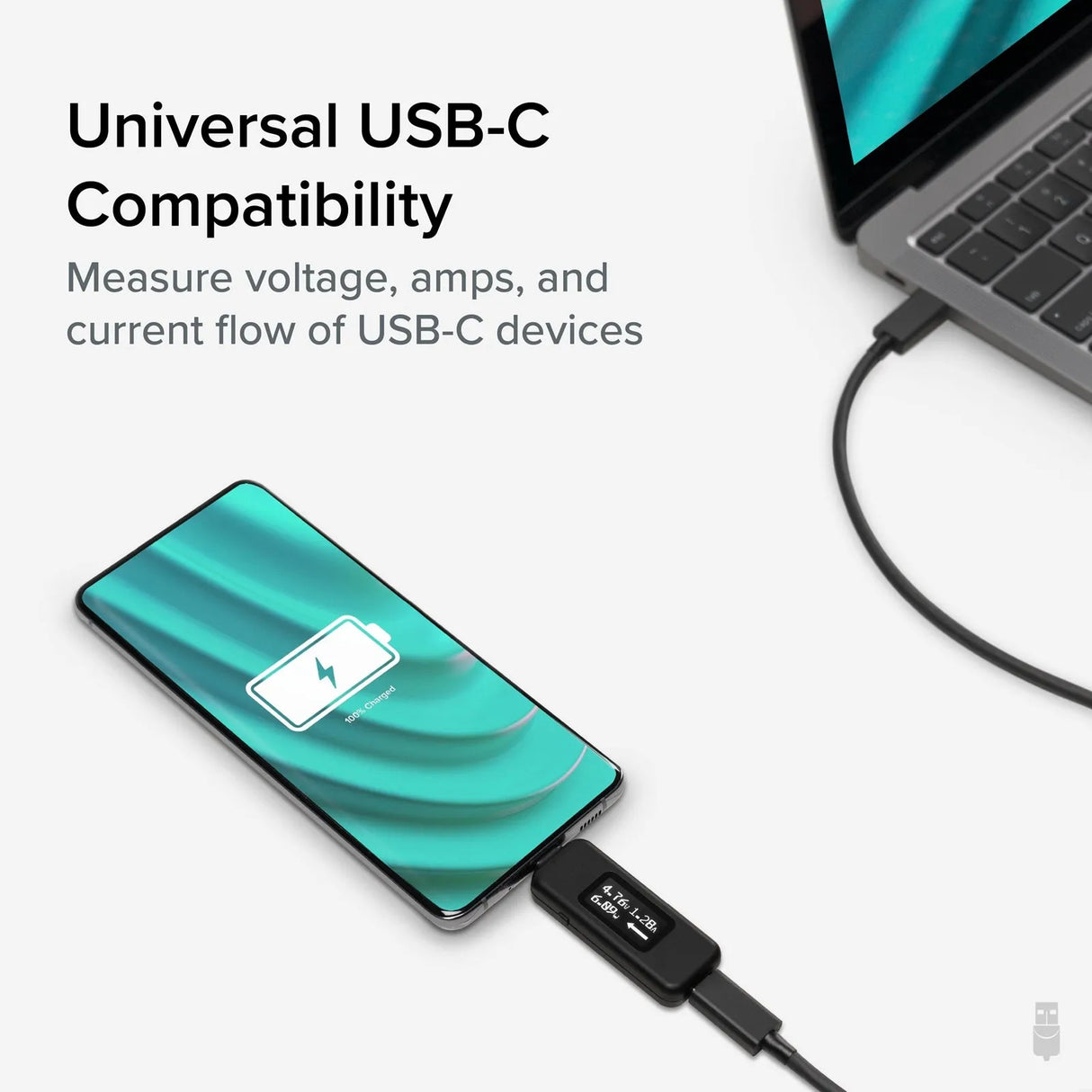 Plugable USBC-VAMETER3 Pass-Through USB-C VA Meter for High Power Devices