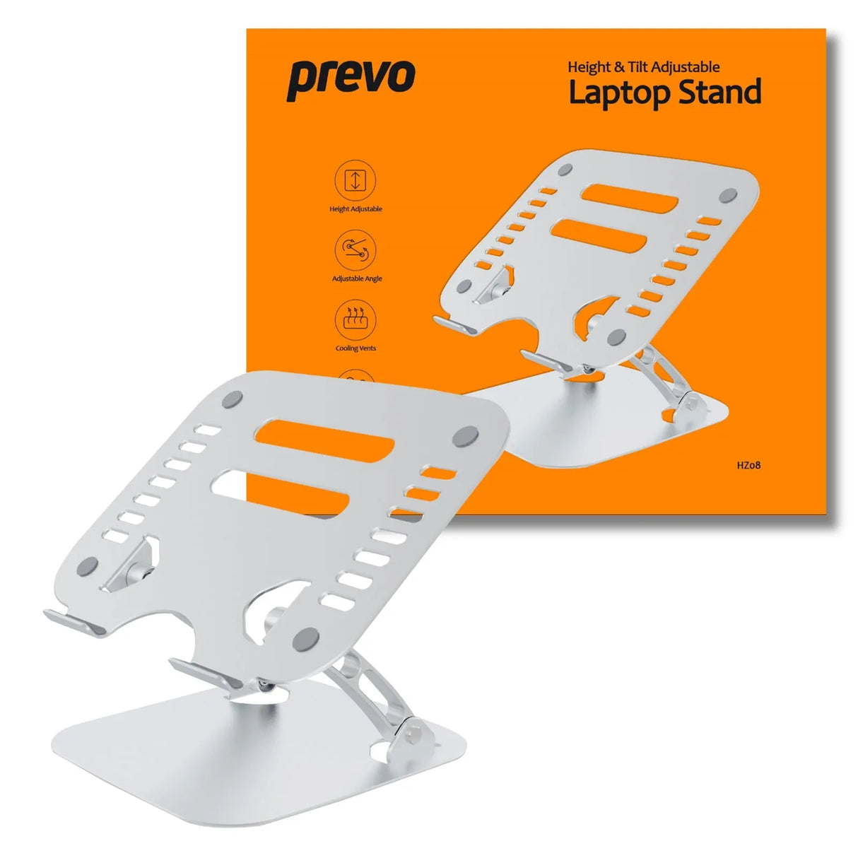 Prevo Aluminium Alloy Laptop Stand, Kasya ang mga Device mula 11 hanggang 17 pulgada, Non-Slip Silicone, Adjustable ang Taas at Anggulo