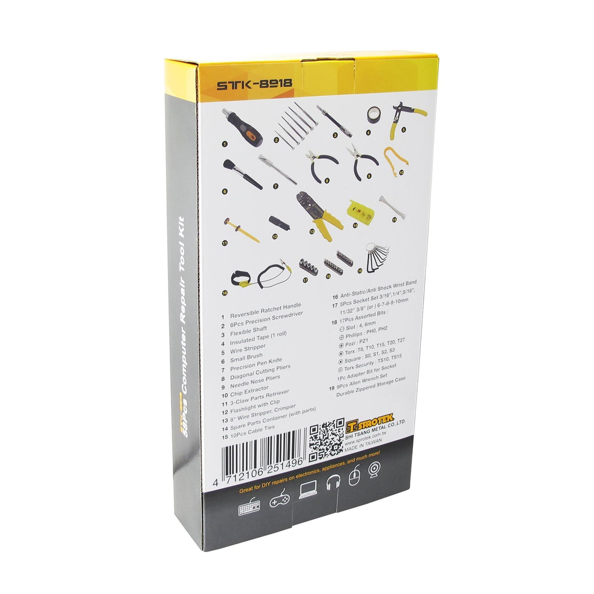 Sprotek 58 Piece Computer & Electronics Repair Tool Kit In A Case, All Tools Are Fully Demagnetized To Protect Your Computers Hard Drive Or Magnetic Media From Damage.