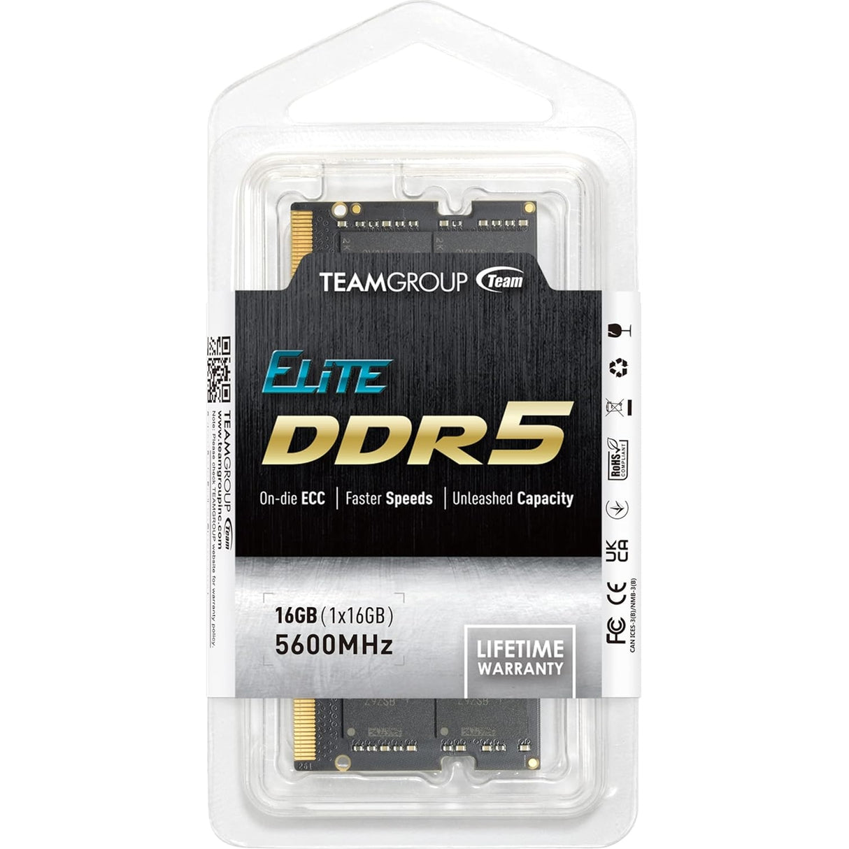 Team Elite TED516G5600C46A-S01 16GB (1x 16GB) SODIMM System Memory, 5600MHz, DDR5, CL46