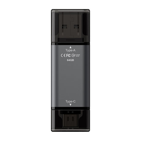 Team TX1364GC01 2 in 1 Dual OTG 64GB Flash Drive, X1 USB 3.2 Gen1, Type C & A, Plug and Play