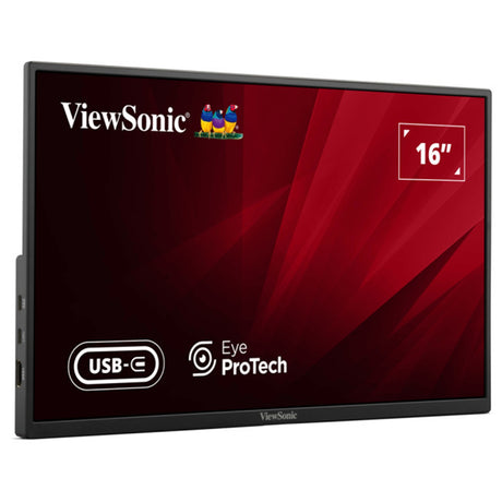 Viewsonic VA1650 16 inch USB-C Lightweight Portable IPS Monitor, Full HD, 60Hz, HDMI (v1.4), VESA, Built in Foldable Stand