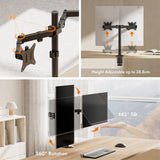 VonHaus Dual Monitor Stand for 13-32 Inch Screens, Twin Monitor Mount with Desk Clamp, Height Adjustable, Easy Assemble Stand with Full Tilt, Rotation & Swivel Arms, VESA 75x75 & 100x100mm