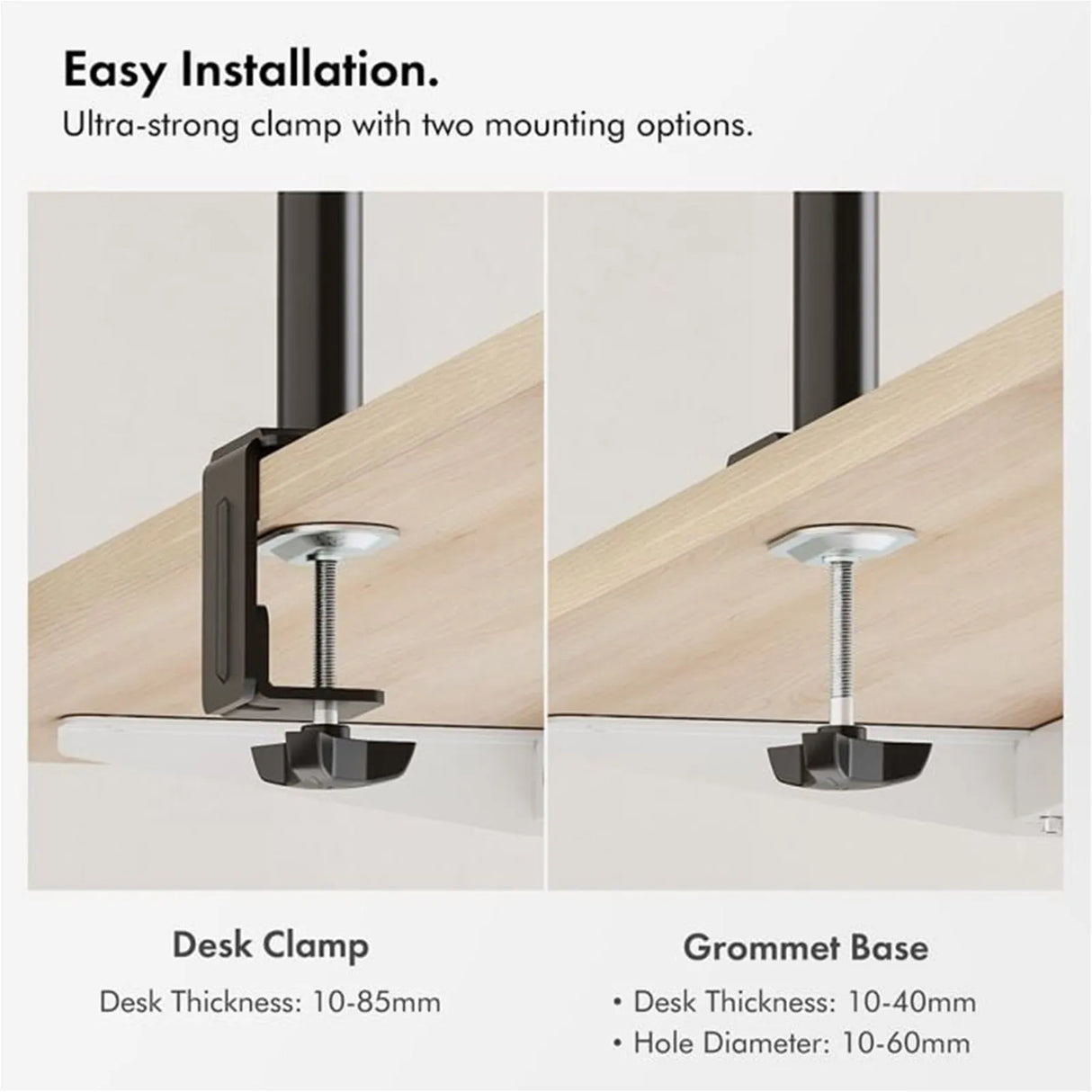 VonHaus Dual Monitor Stand for 13-32 Inch Screens, Twin Monitor Mount with Desk Clamp, Height Adjustable, Easy Assemble Stand with Full Tilt, Rotation & Swivel Arms, VESA 75x75 & 100x100mm