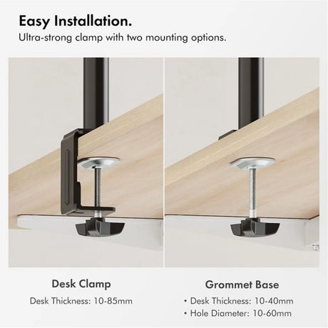 VonHaus Dual Monitor Stand for 13-32 Inch Screens, Twin Monitor Mount with Desk Clamp, Height Adjustable, Easy Assemble Stand with Full Tilt, Rotation & Swivel Arms, VESA 75x75 & 100x100mm