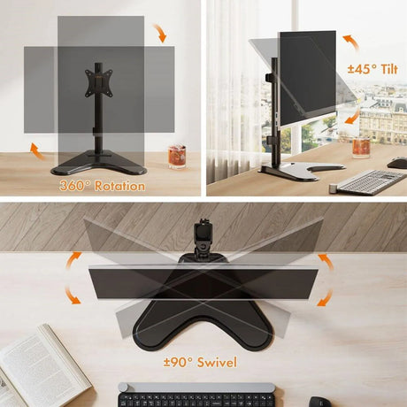 VonHaus Single Monitor Mount and Stand for 13-32 Inch Screens, VESA dimensions 75x75mm and 100x100mm