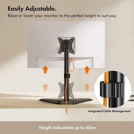VonHaus Single Monitor Mount and Stand for 13-32 Inch Screens, VESA dimensions 75x75mm and 100x100mm