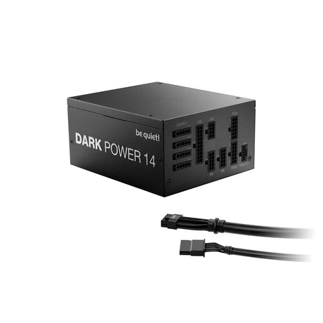be quiet! DARK POWER 14, 1200W, 80 PLUS certified and Cybenetics efficiency, ATX 3.1 compliant, PCIe 5.1 compatible, backed by a 10-year manufacturer's warranty.