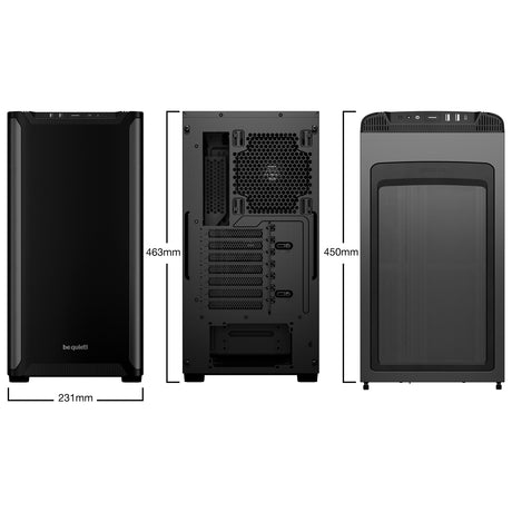 be quiet! Pure Base 501 ATX Mid Tower PC Case – Sleek Black Design, High-Airflow with 2 x Pure Wings 3 140mm Fans, USB-C Front Port, Water-Cooling Ready, Tool-Free Installation, Noise-Optimized