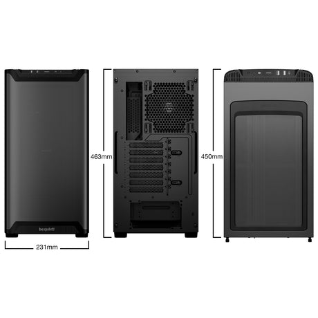 be quiet! Pure Base 501 Airflow Window Black ATX Mid Tower Case with USB-A, USB-C, 2 x Pure Wings 2 140mm Black PWM Fans, Sleek Front Panel and Airflow Cover