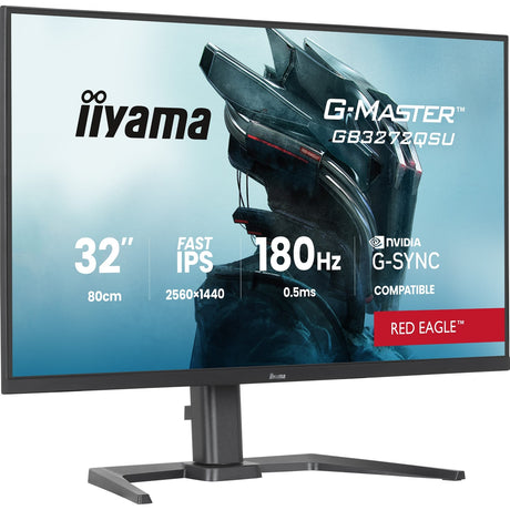 iiyama G-Master Red Eagle gaming monitor GB3272QSU-B1 32" Black, 2560 x 1440, 0.5ms, 180hz, Nvidia G-Sync, HDMI, DisplayPort, Height Adjustable, PIP and PBP