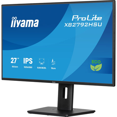iiyama XB2792HSU-B1 27-Inch Eco IPS LCD, 120Hz, 1ms, Eyesafe & EyeComfort Certified, 1920x1080, 300 cd/m (2) Brightness, 1x HDMI,1 x DisplayPort, 2 x USB, 2 x 2W Speakers, TCO10, TUV-GS, Epeat Silver, Height Adjustable Stand