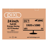 piXL 24-inch Full HD Energy Saving CCTV IPS Monitor for 24/7 use with BNC, HDMI & VGA Connections and CVBS, AHD, TVI & CVI Signal Support