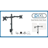 piXL Desk-Mounted Fully-Adjustable Dual Monitor Arm for Screens Up To 27 inch with VESA Mount & Built-In Cable Management
