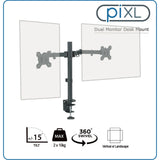piXL Desk-Mounted Fully-Adjustable Dual Monitor Arm for Screens Up To 27 inch with VESA Mount & Built-In Cable Management