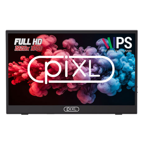 piXL PM156C 15.6 Inch 60Hz Full HD IPS Widescreen Portable Monitor with USB-C, Mini HDMI & Speakers with Foldable Case & Stand